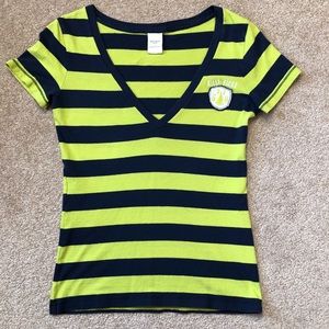 NWOT Gilly Hicks Navy & Green V Neck Short Sleeve size Small